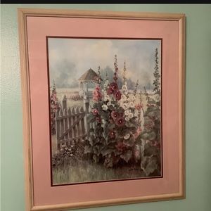 - Limited Edition Framed Glynda Turley Print  “Hollyhocks II”